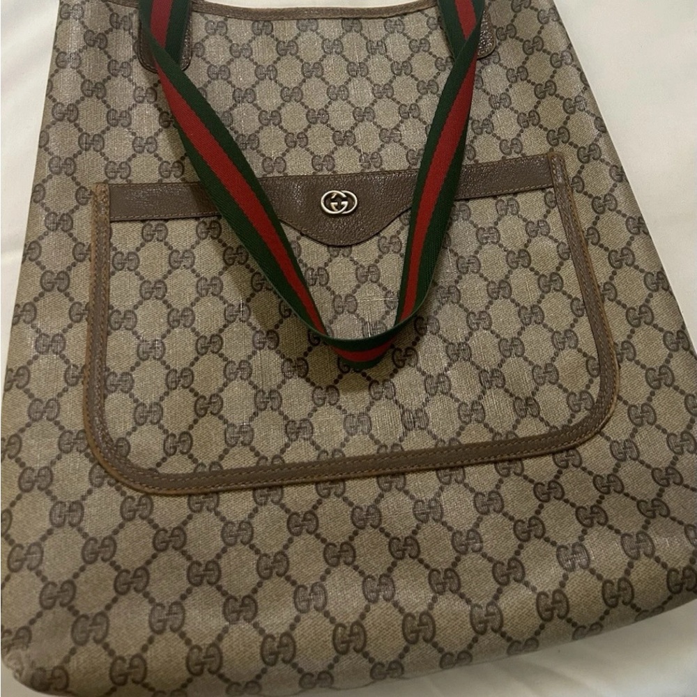Gucci shoulder tote sherry line Brown Authentic - Some minor rubs (see photos)